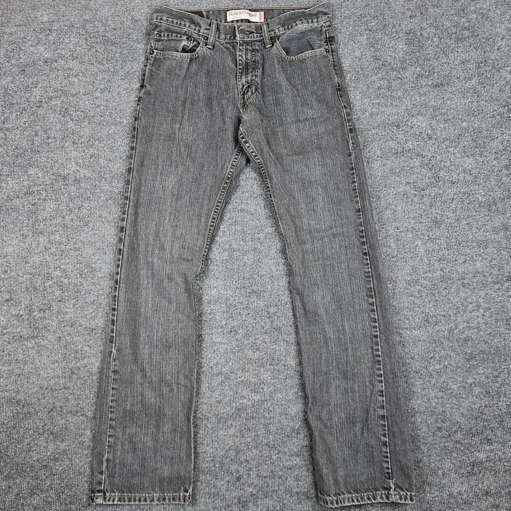 Levis 514 Jeans Men's 32x34 Slim Straight Black Faded Denim Cotton Vintage Y2K